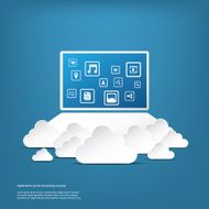 Cloud computing business concept with computer and application icons