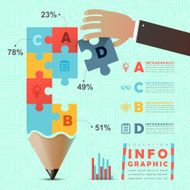 education infographic with colorful puzzle pencil N2