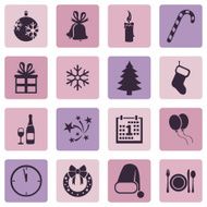 Vector Set of New Year and Christmas Icons N16