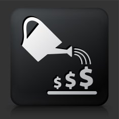 Black Square Button with Watering Money Icon