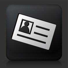 Black Square Button with ID Card Icon
