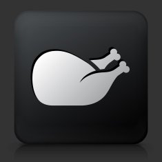 Black Square Button with Poultry Icon N2