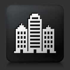 Black Square Button with Buildings N2