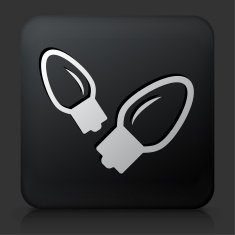 Black Square Button with Christmas Lights
