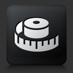 Black Square Button with Measuring Tape Icon N2