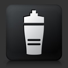 Black Square Button with Sport Drink Icon