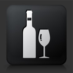 Black Square Button with Wine Icon