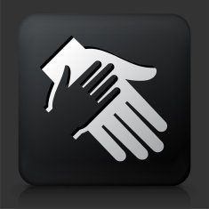 Black Square Button with Holding Hand N2