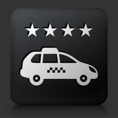 Black Square Button with Four Star Taxi