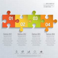 Abstract 3D puzzle infographic N42