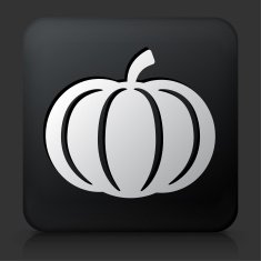 Black Square Button with Pumpkin Icon