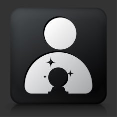 Black Square Button with Psychic and Crystal Ball N2