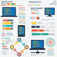 Technology info graphic design clean vector