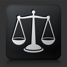 Black Square Button with Justice Balance Icon N9