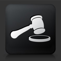 Black Square Button with Court Hammer Icon N2