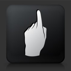 Black Square Button with Pointing Icon N4