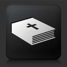 Black Square Button with Bible Book Icon