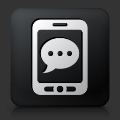 Black Square Button with Phone Texting Icon