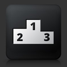 Black Square Button with Winner Podium Icon