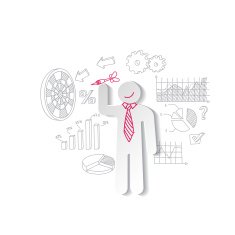 Paper man darts and business graphics Marketing concept N2