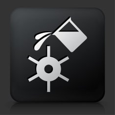 Black Square Button with Water Wheel Icon