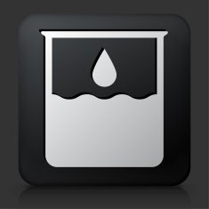 Black Square Button with Water Beaker Icon
