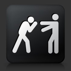 Black Square Button with Fighting Icon N2