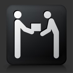 Black Square Button with Box Delivery Icon N2