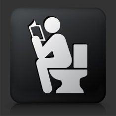 Black Square Button with Using the Toilet N2