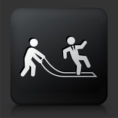 Black Square Button with Pulled Rug Icon