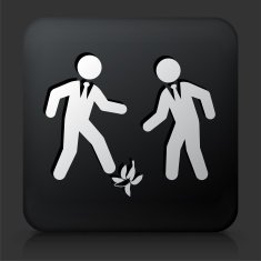 Black Square Button with Slipping on Banana Icon