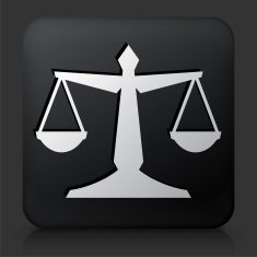 Black Square Button with Justice Balance Icon N10