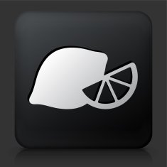 Black Square Button with Lemon