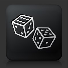 Black Square Button with Two Dice