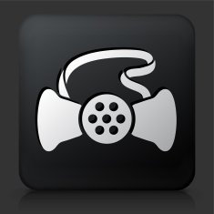 Black Square Button with Gas Mask