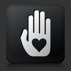 Black Square Button with Love Hands Icon N2
