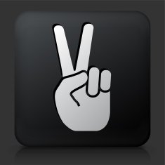 Black Square Button with Peace Sign Icon N4
