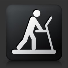 Black Square Button with Person on The Treadmill