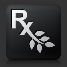 Black Square Button with Rx Green