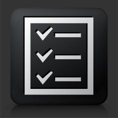 Black Square Button with Check List Icon N3