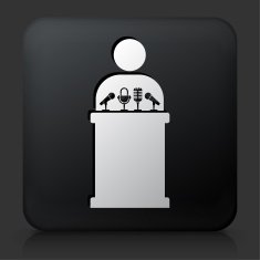 Black Square Button with Reporting Icon