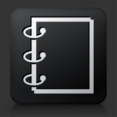 Black Square Button with Binder Icon N2