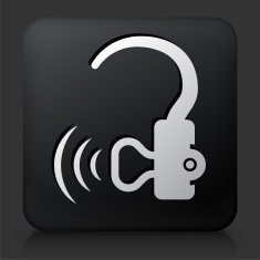Black Square Button with Hearing Aid