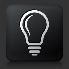 Black Square Button with Lightbulb