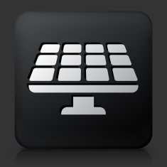 Black Square Button with Solar Panel Icon N2