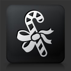 Black Square Button with Candy Cane Icon