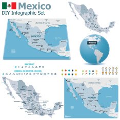 United Mexican States maps with markers N2
