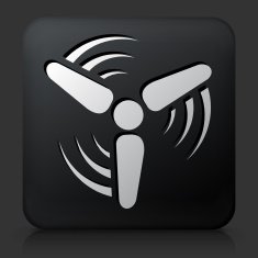 Black Square Button with Wind Turbine Icon