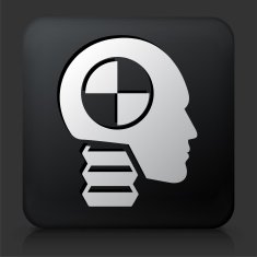 Black Square Button with Car Test Dummy Icon N2