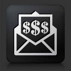 Black Square Button with Money Envelope